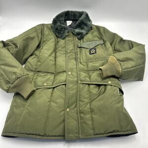 Vintage REFRiGiWEAR Green Faux Fur Collar Hood Full Zip Mens Size L MADE IN USA